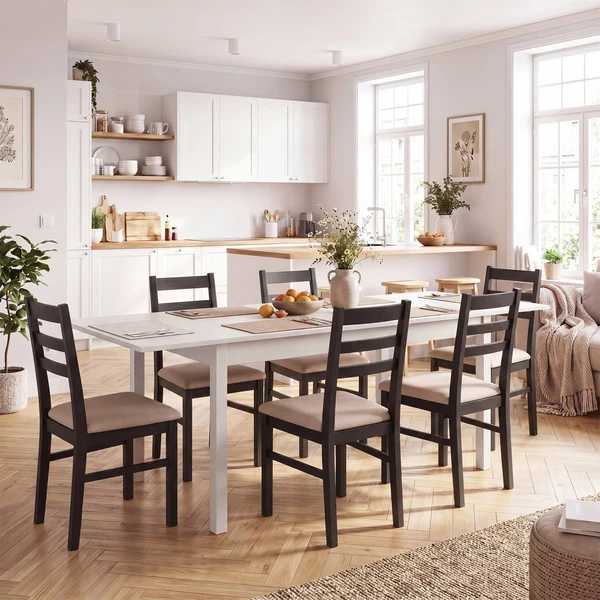 Išskleidžiamas valgomojo stalas Slim 104, Balta